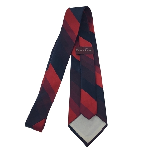 Oscar de la Renta | Men's Red and Blue Ombre Diagonal Striped Tie (One Size) - Picture 13 of 13